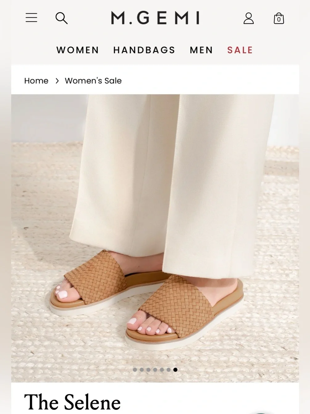 M. GEMI US 7.5 Selene Brown (Luggage) Woven Leather Slides Orig$275 Exc Cond